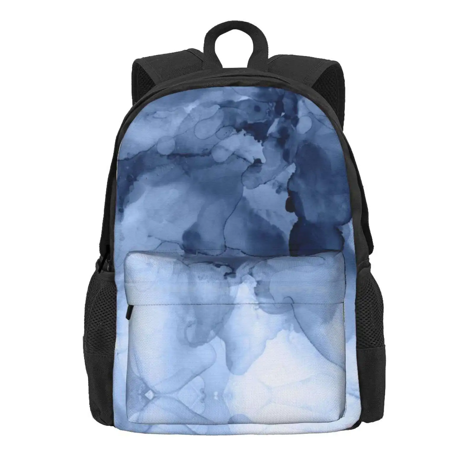 Stormy Weather Hot Sale Schoolbag Backpack Fashion Bags Fluid Winter Inks Indigo Printsproject Clouds Texture Modern