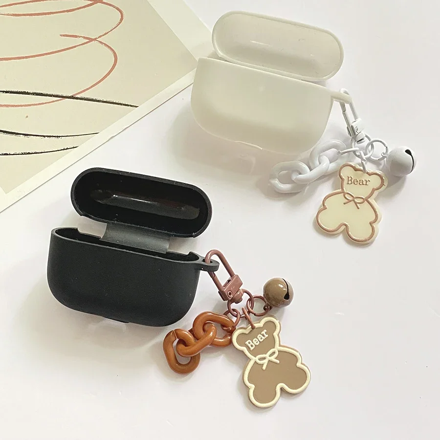 

For 1MORE TWS Q10 /Q20 Case Cute Bear Earphone Cover Colorful Flower KeyChain Silicone Case for 1MORE TWS Q20 cover