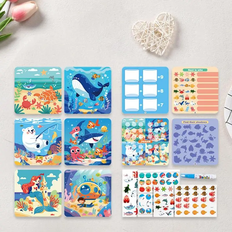 Magical Book สีน้ําวาด Montessori ของเล่นสมุดระบายสีแบบใช้ซ้ําได้ Magic Water Drawing Book Sensory Early Education ของเล่น