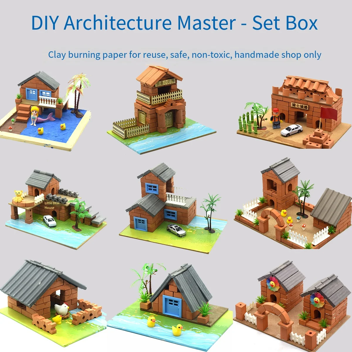 キッズマスタービルダーおもちゃセット - 本物のミニブロックと水溶性セメントDIYハウスビルディングキット