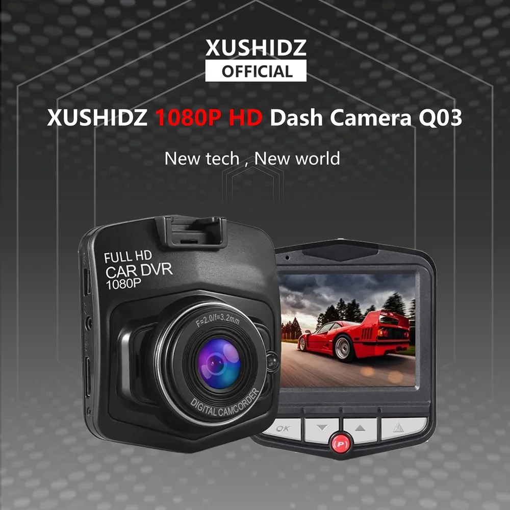 XUSHIDZ Q03 Full HD 1080P Dash Camera G-sensor Dashcam Car Camera Vehicle Video Recorder DVR Dash Cam Super Night Vision HDR