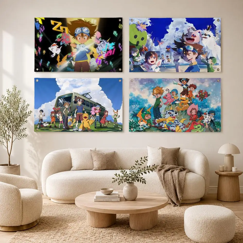 Anime Digimon Flags flag For Decoration Outdoor Picnic Hanging Home Camping Party Banner