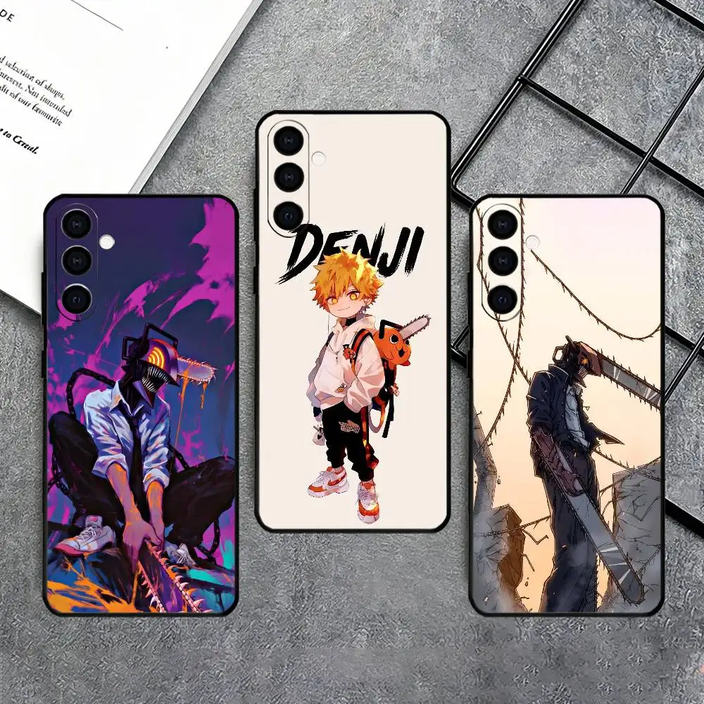 C-Chainsaw Man Denji Phone Case For Samsung Galaxy A73,A72,A71,A70,A53,A52,A51,Soft Silicone Black Cover