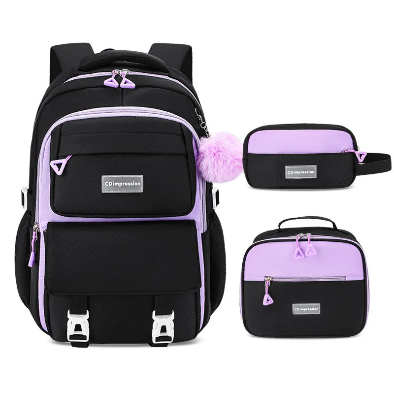 3-piece Set Large-capacity School Bags Spine Protection Children's Backpack New Middle and High School Student Schoolbag bookbag