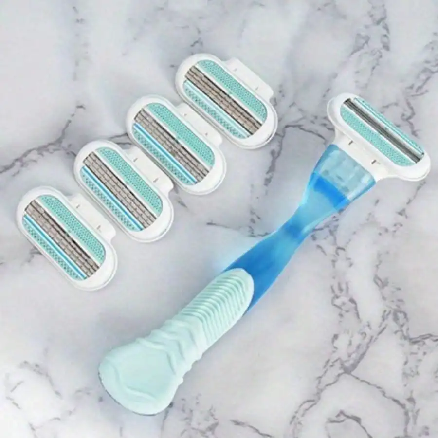 3-Schicht-Rasierklingen-Nachfüllpackung für Damen, Comfort Glide Rasierer, Körperhaartrimmer für Frauen, Ersatzklingen, Mama-Geschenk, Rasierblau – Detail 5