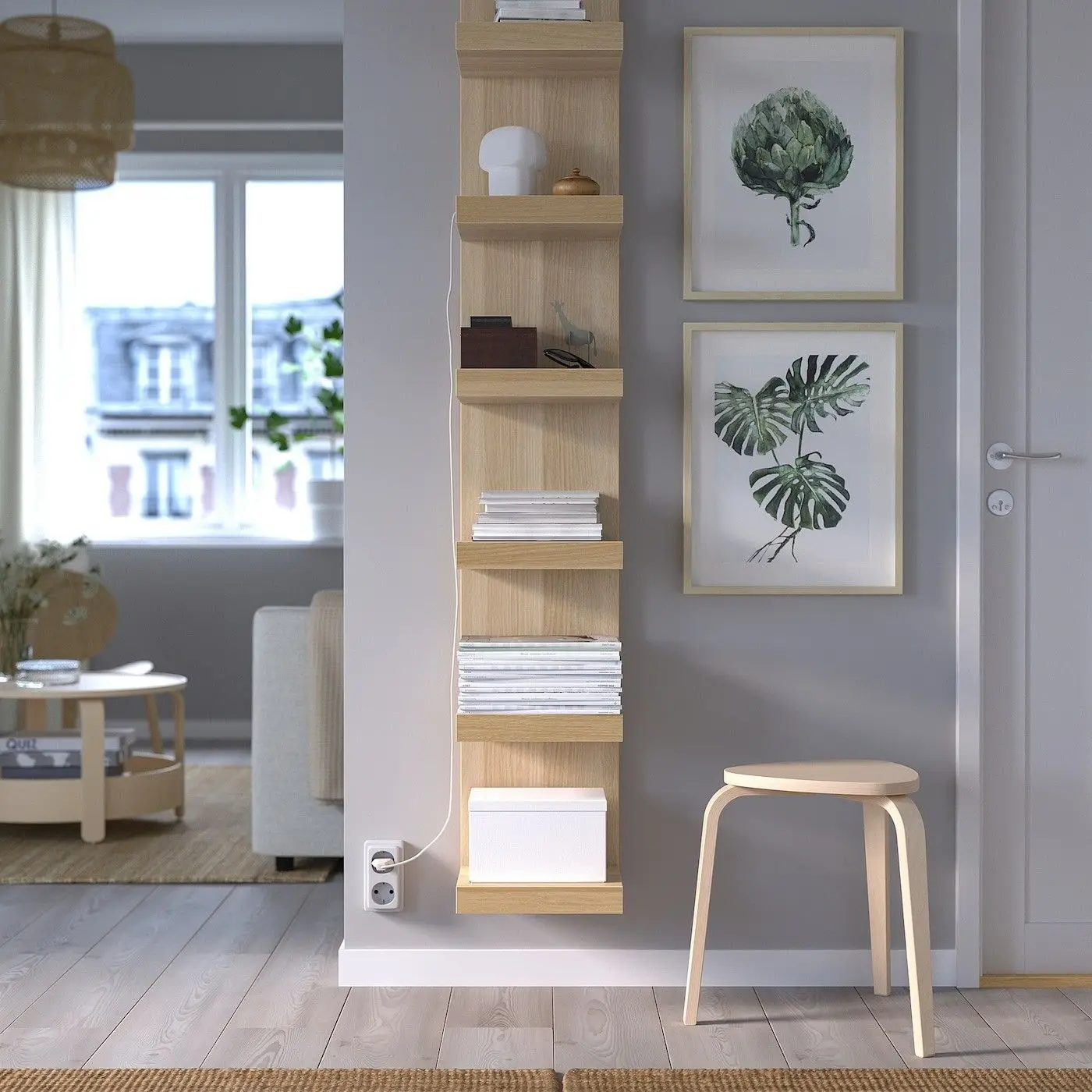 Wooden Wall Rack Wall Crevice Rack Bookshelf Wall Decorative Cabinet Baffle Rack