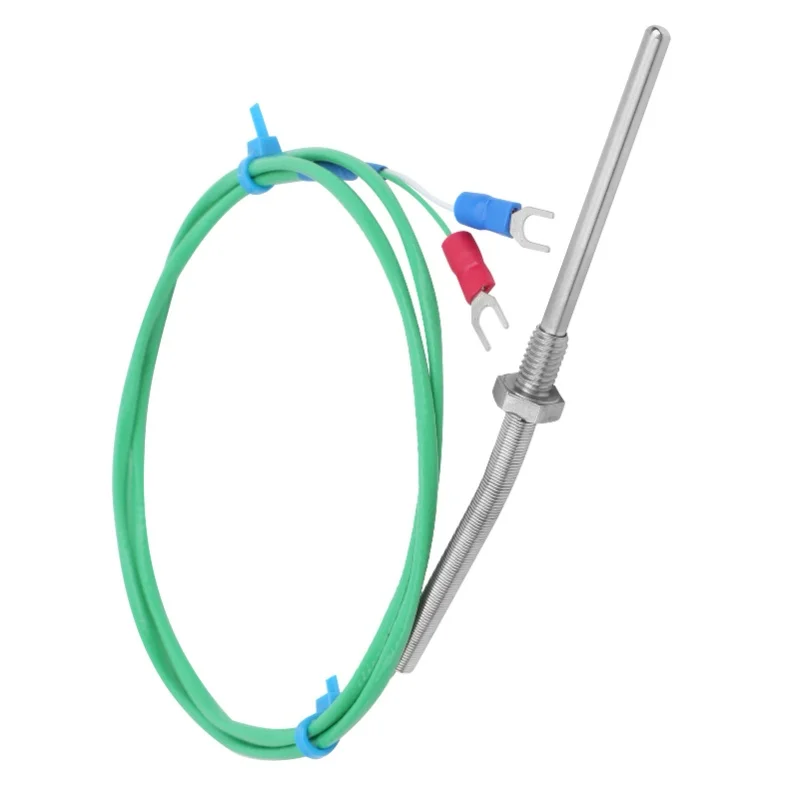 KType Thermocouple Probe Twisted Pair Shielded Screw Temperature Sensor 0200℃ Green M6x50mm(1meter )