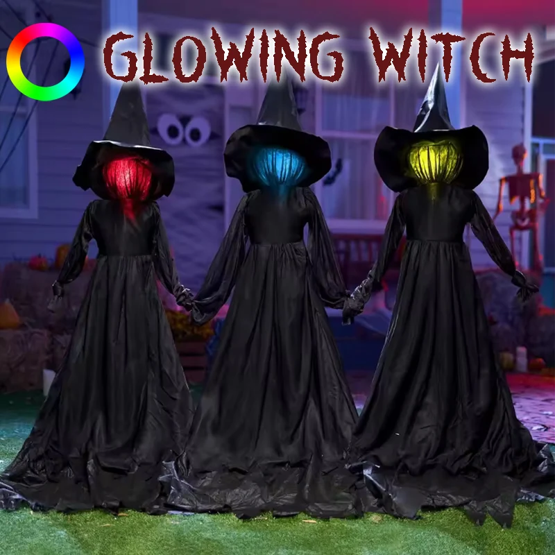 Touch Sound Activated Glowing Witch Doll Flashing Eyes with Horror Voice Effects Ideal Prop Halloween Decoration for Party