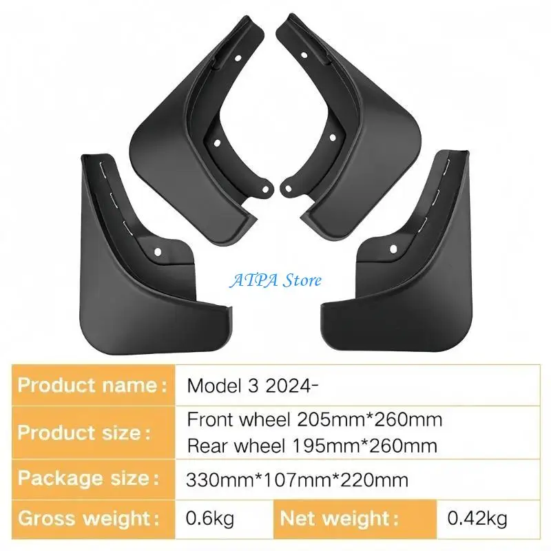 U13C Heavy Duty Plastic Wheel Arch Covers Mud Guards Easy Installation for Vehicle