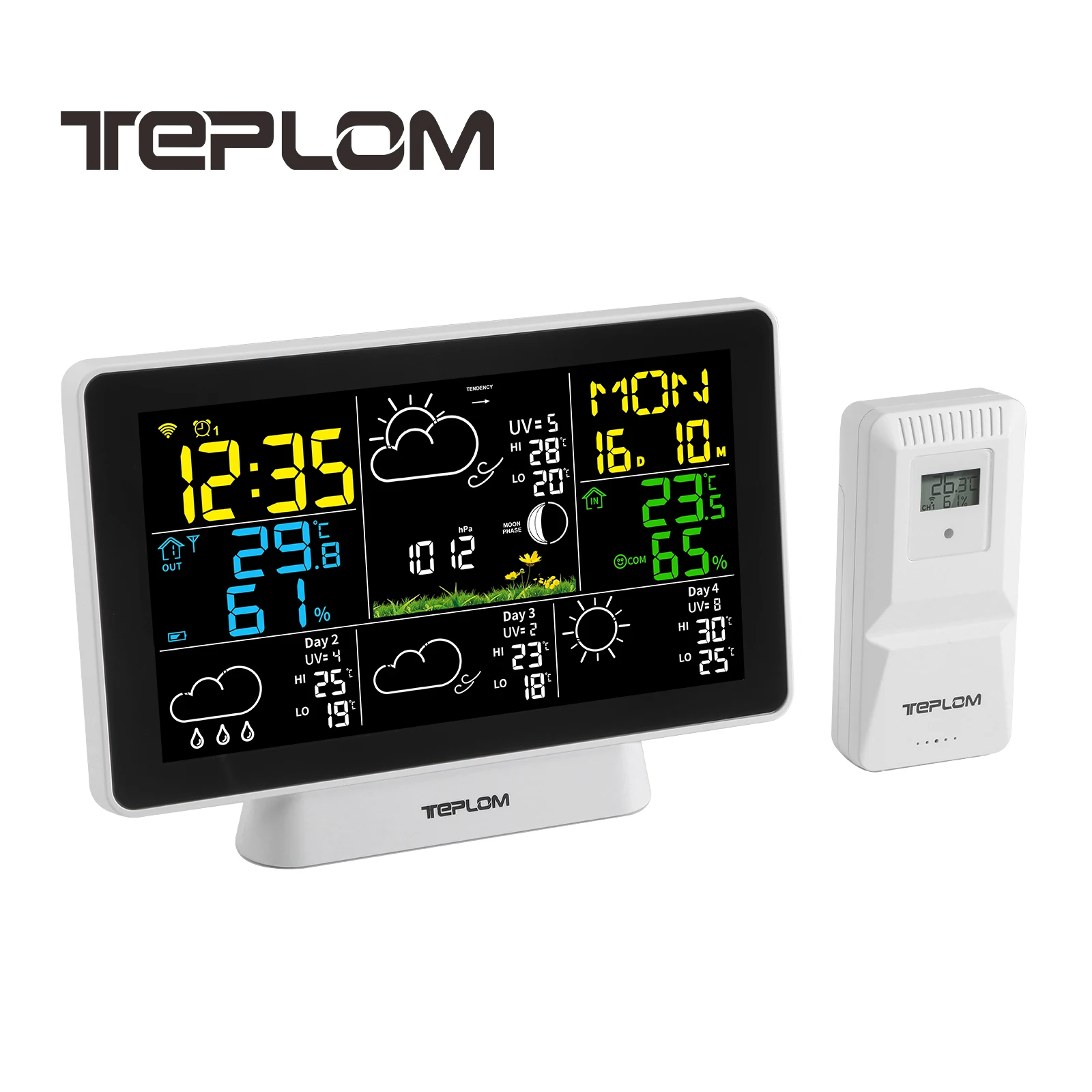 Wireless WiFi Weather Station, Indoor and Outdoor Temperature, Humidity, Wall-Mounted Clock, Barometer, Online Forecast App,