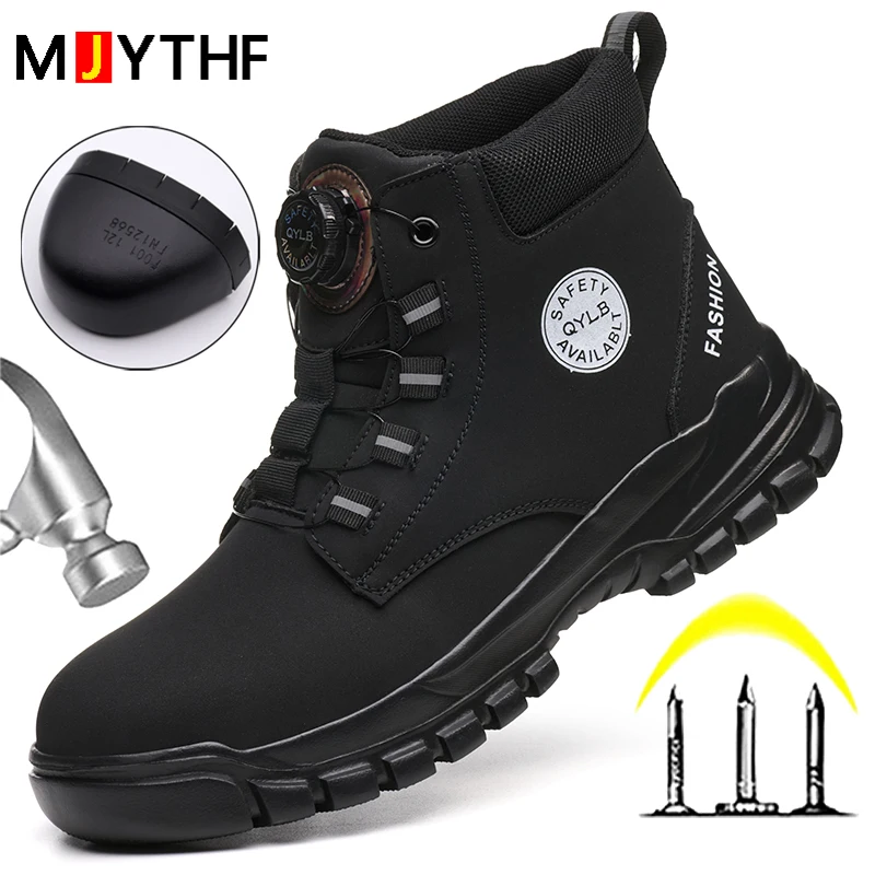 

Новые мужские ботинки, рабочая защитная обувь, защитные ботинки с вращающейся кнопкой, обувь со стальным носком, защитные ботинки с защитой от проколов, промышленная обувь