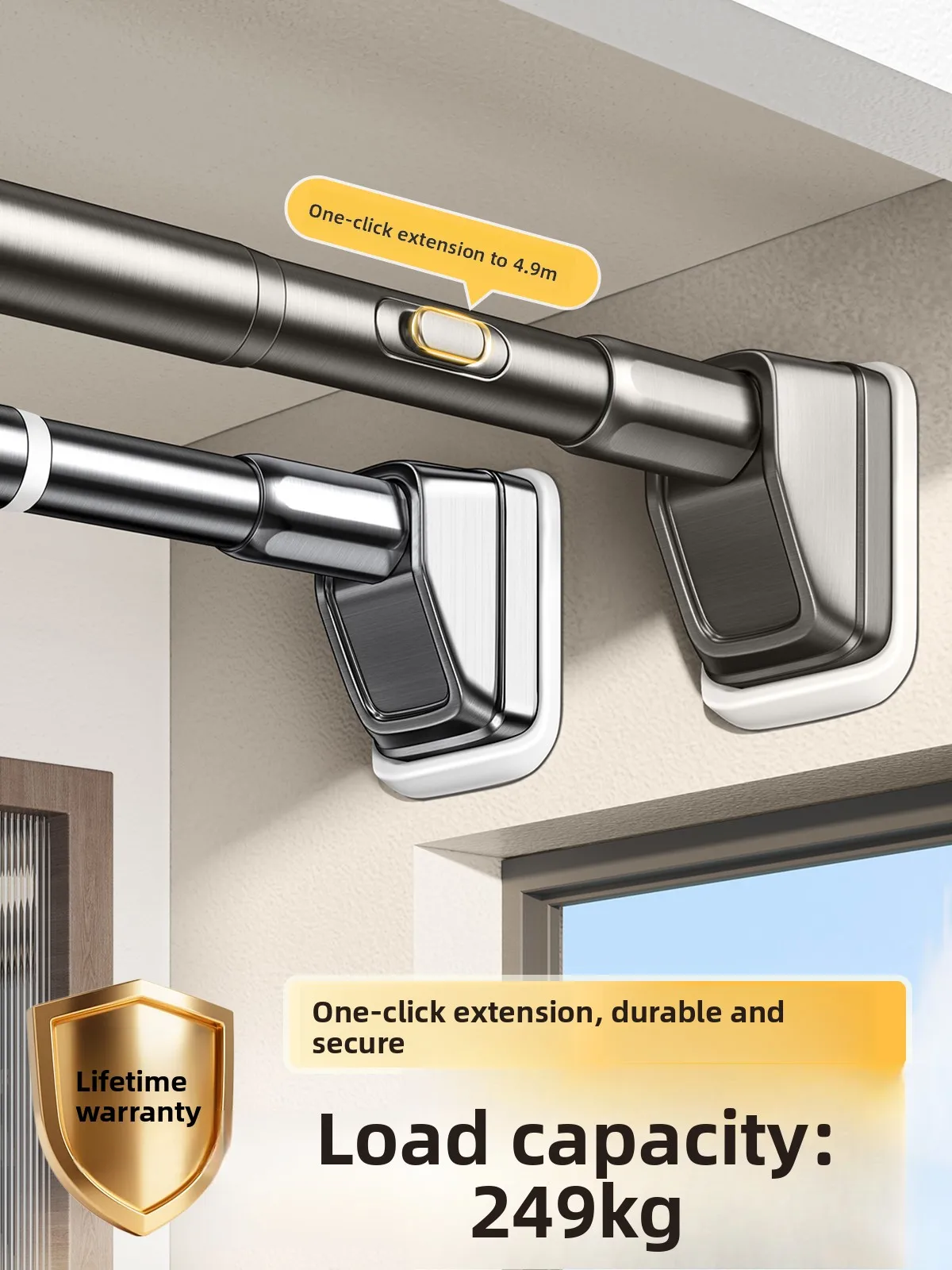 

Easy Install No Drilling Clothes Drng Ra Expandable Rod Batoom Balcony Wardrobe Strong Load Bearing Support Pole