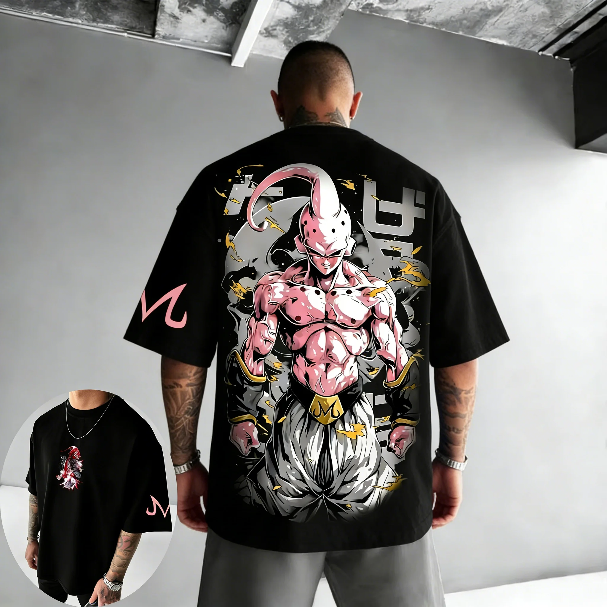 Dragon Ball Anime Majin Buu bedrucktes T-Shirt, Sommer, neuer Stil, für Herren und Damen, locker, lässig, Harajuku-Mode, kurzärmeliges Oberteil