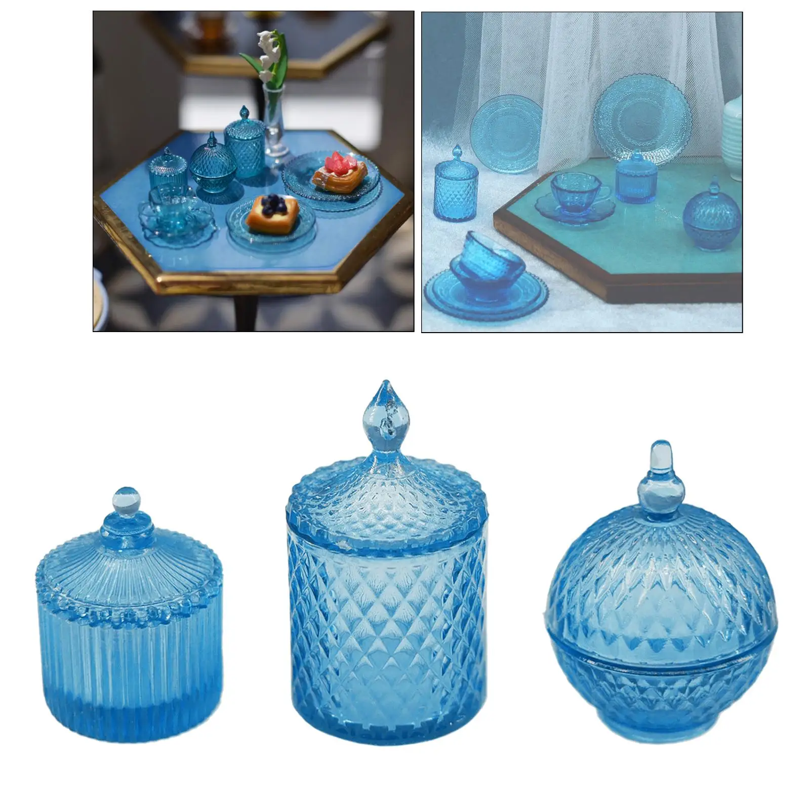 3 個ミニチュアキャンディージャーボトルドールハウス食器ミニチュア 1:6 スケール