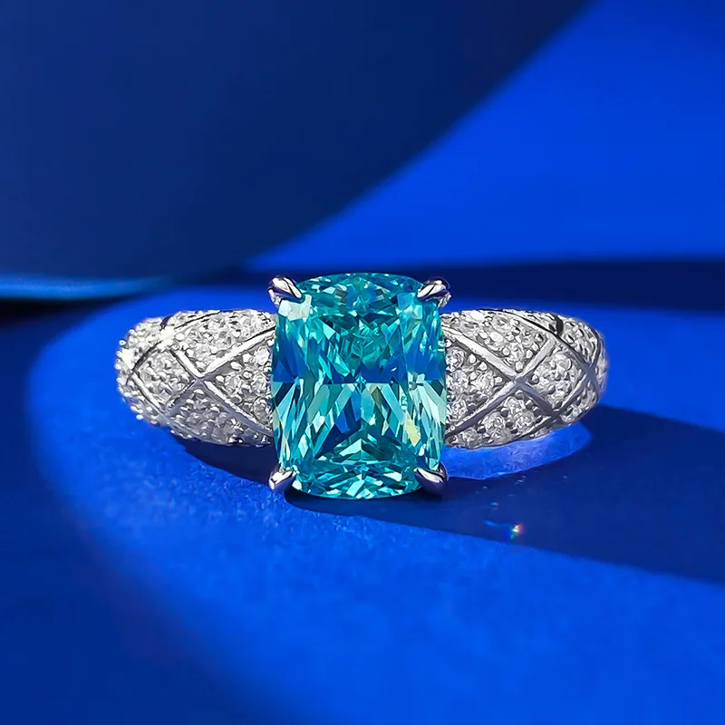 

Exquisite radiant cut, ocean blue, zircon, ring 925 sterling silver, party, women, men, wedding, ring, engagement jewelry