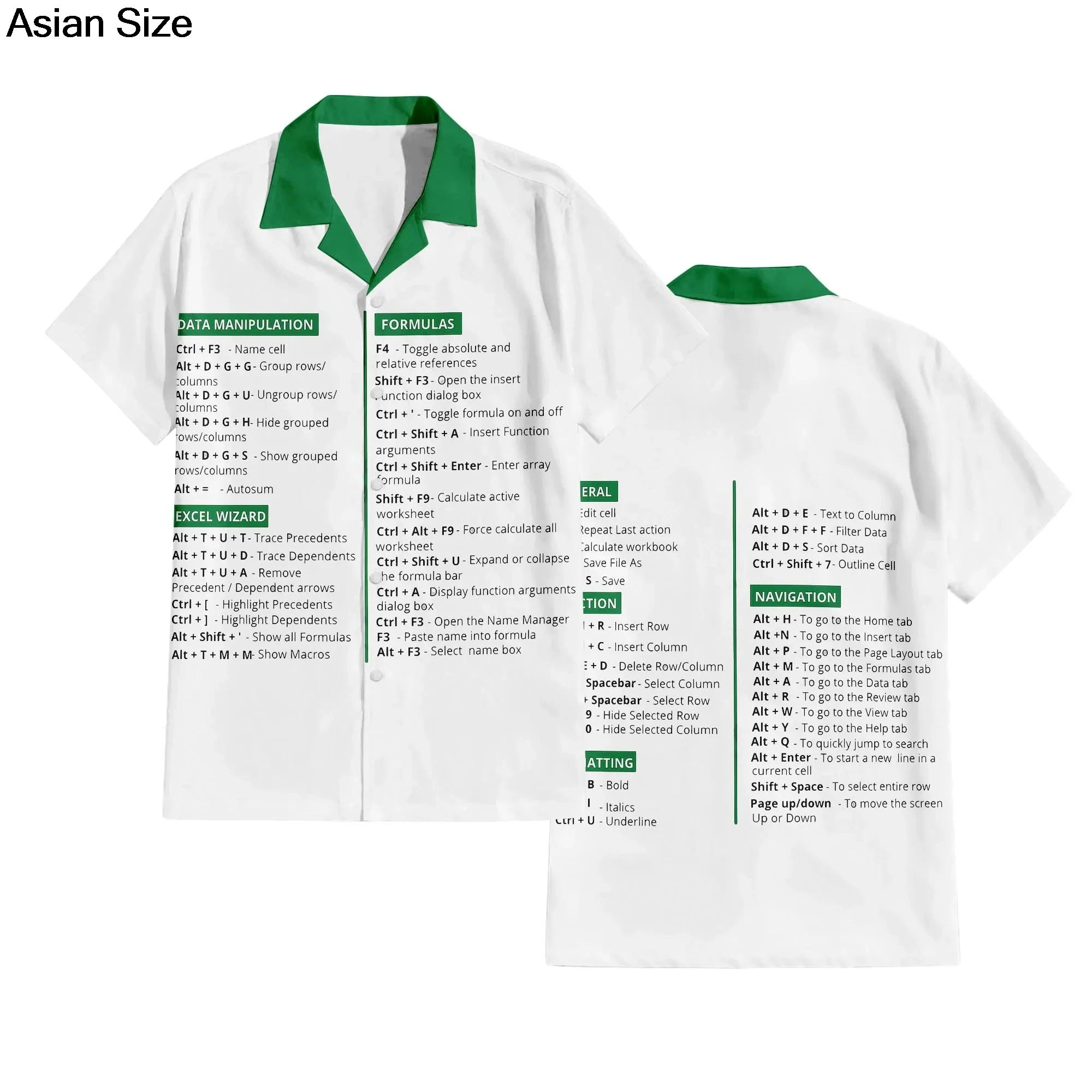 2026 Holiday Style Excel - Hawaiian Men's Fashion T-shirt Software Design Printed T-shirt Summer Large Collar Shirt