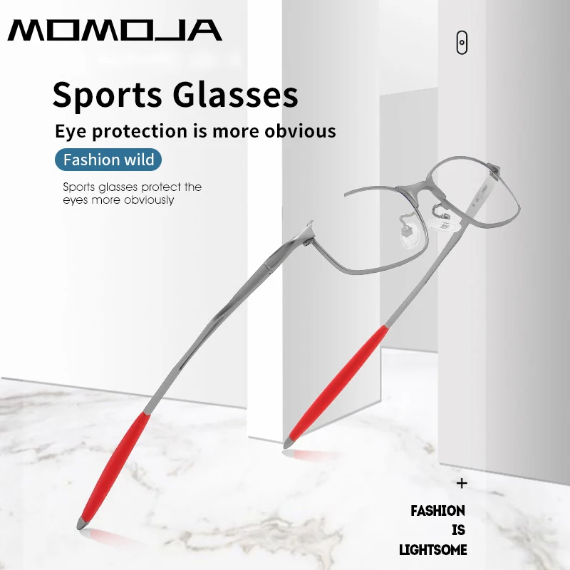 MOMOJA Men's Trendy Aluminum Magnesium Frames, Comfortable, Casual, Optical, Cycling, Sports, Myopia Prescription Glasses 5050