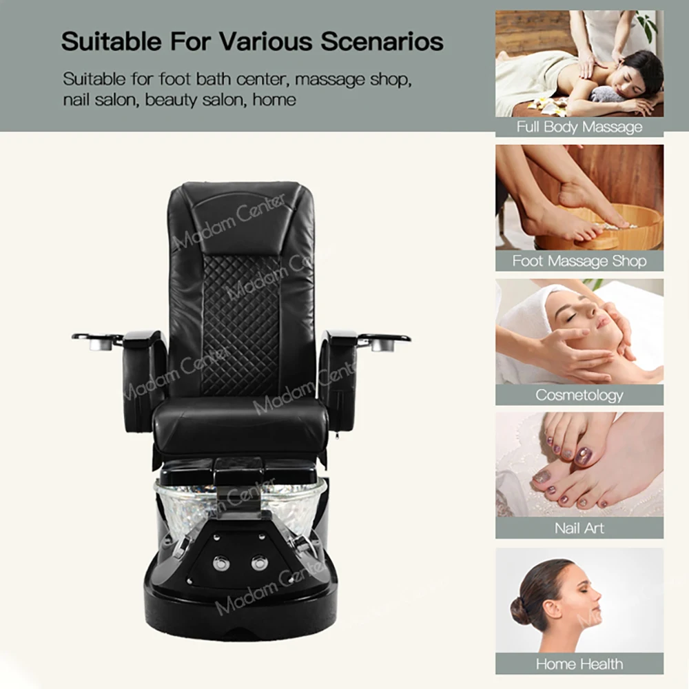 Madamcenter Luxury Pedicure Chair Professional Pipeless Spa Bath Recliner with Electric Basin Bowl No Plumbing Required