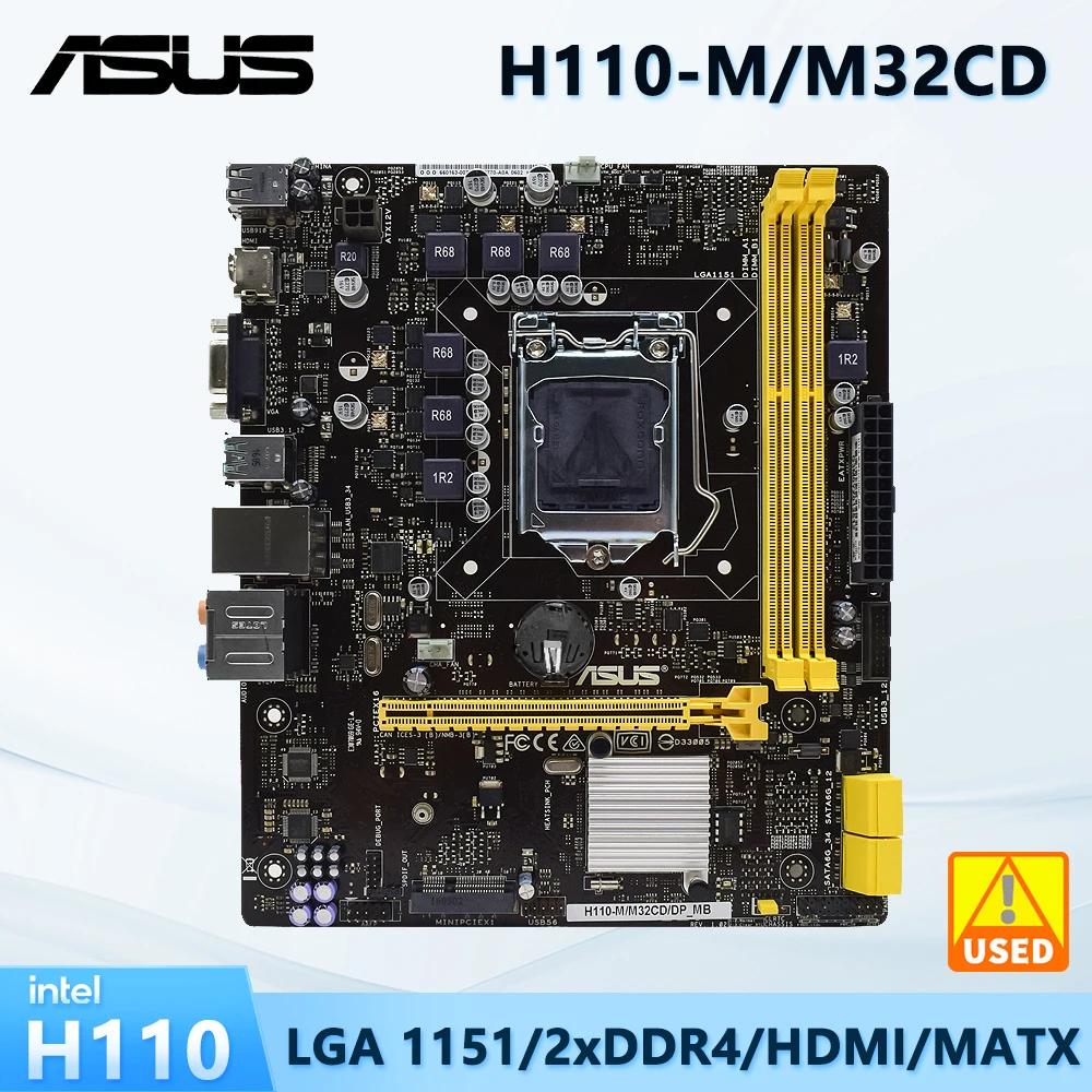 ASUS H110-M/M32CD/DP_MB Motherboard Intel H110 LGA 1151support CPU i3-6100 i3-7100 i5-6400 Memory DDR3 16GB 1 ATX USB3.0