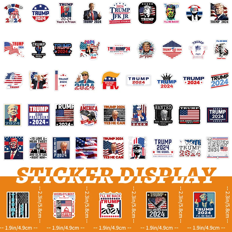 Neue 50pcs Donald Trump DIY Aufkleber Cartoon Bild Wasser Tasse/Laptop No-Repeat wasserdichte Persönlichkeit Originalität Graffiti Aufkleber