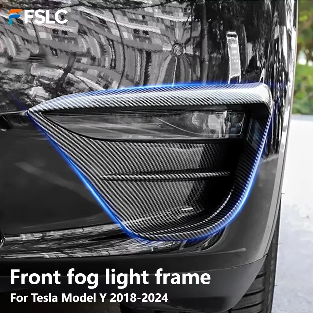 

⭐Genuine⭐ ABS Fog Light Blade Trim Covers For Tesla Model Y Wolf Tooth Sport Style Protective Stickers Front Bumper Decor