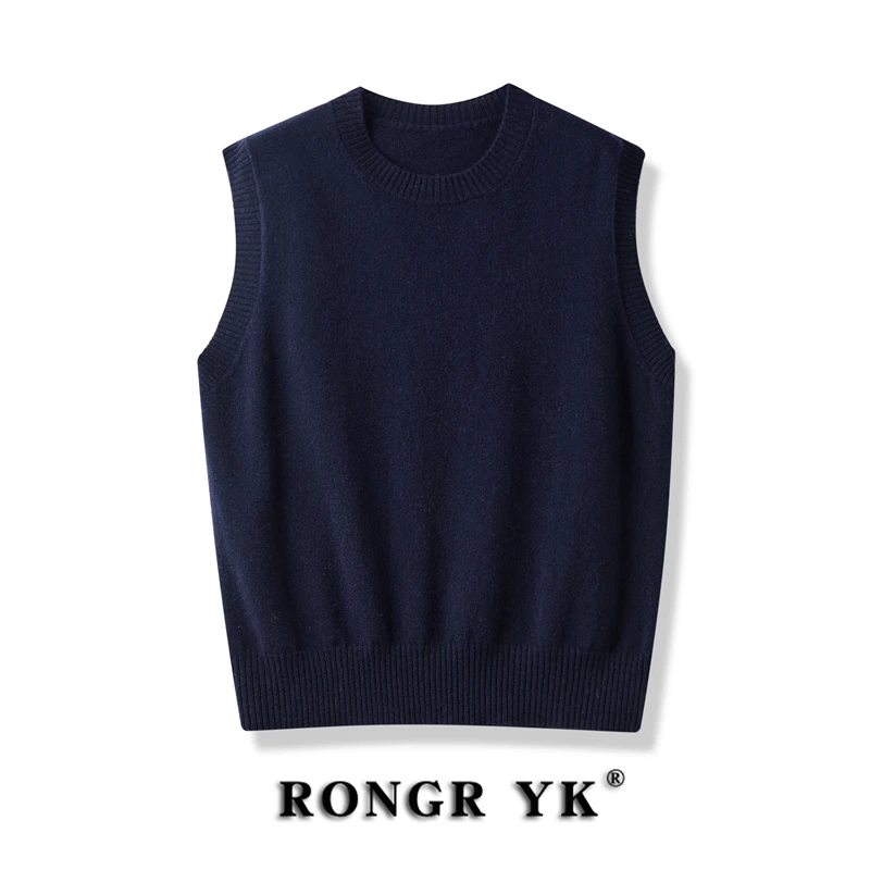 

Вязаный жилет из чистой шерсти, круглый свитер Ne, женская модная осенняя одежда, удобный крой, для поездок на работу, профессиональная