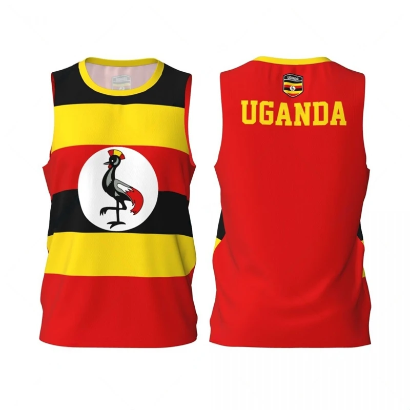 Uganda Flag Basketball Jersey Fashion Casual 3D National Emblem Printed Sports T Shirt Loose Quick Dry Breathable Mens Tees Tops