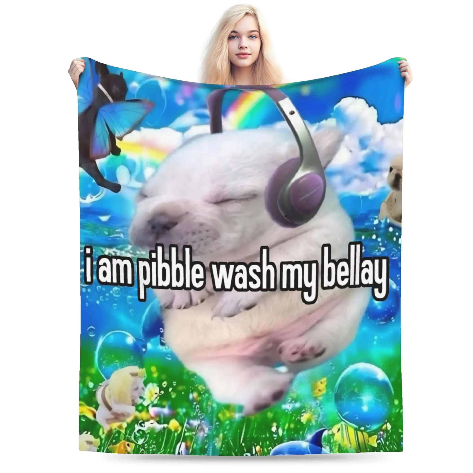 Pibble Meme Wash My Belly  Blanket Soft Coral Fleece Plush Cute Gift  Throw Blankets Bedspread