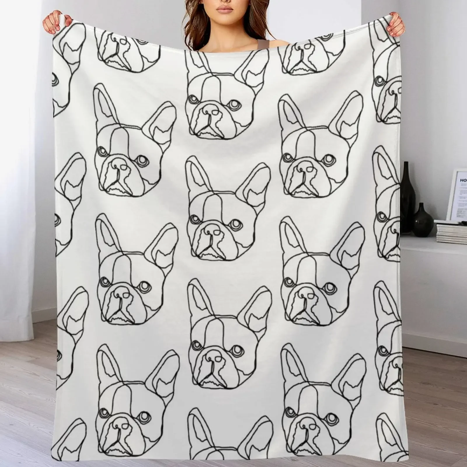Minimalistic Boston Terrier Throw Blanket Stylish Decor Blanket Gift for Friends Roommate