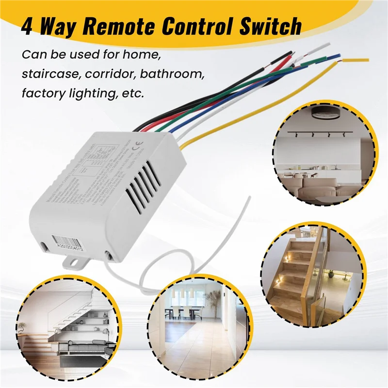 AB53 6X 4 Way Light Lamp Digital Wireless Remote Control Switch ON/OFF 220V