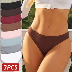 3PCS/Set Women Cotton Panties Low Rise Briefs Jacquard Design Panties Sexy Female Underpants Solid Color Intimate Lingerie S-XL