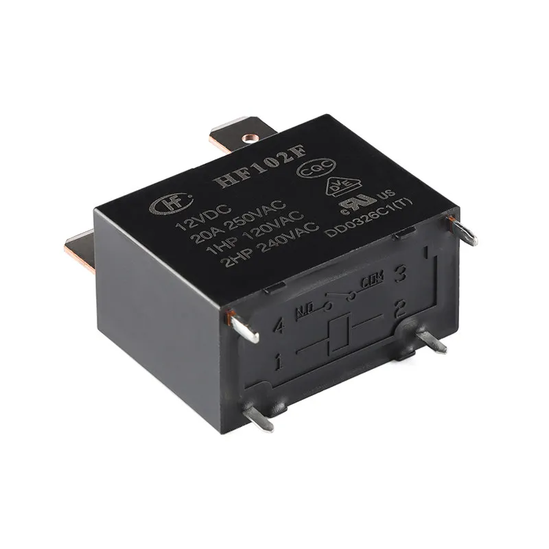 Original and genuine Hongfa relay HF102F-12VDC 12VDC 4 pins, small high power relay