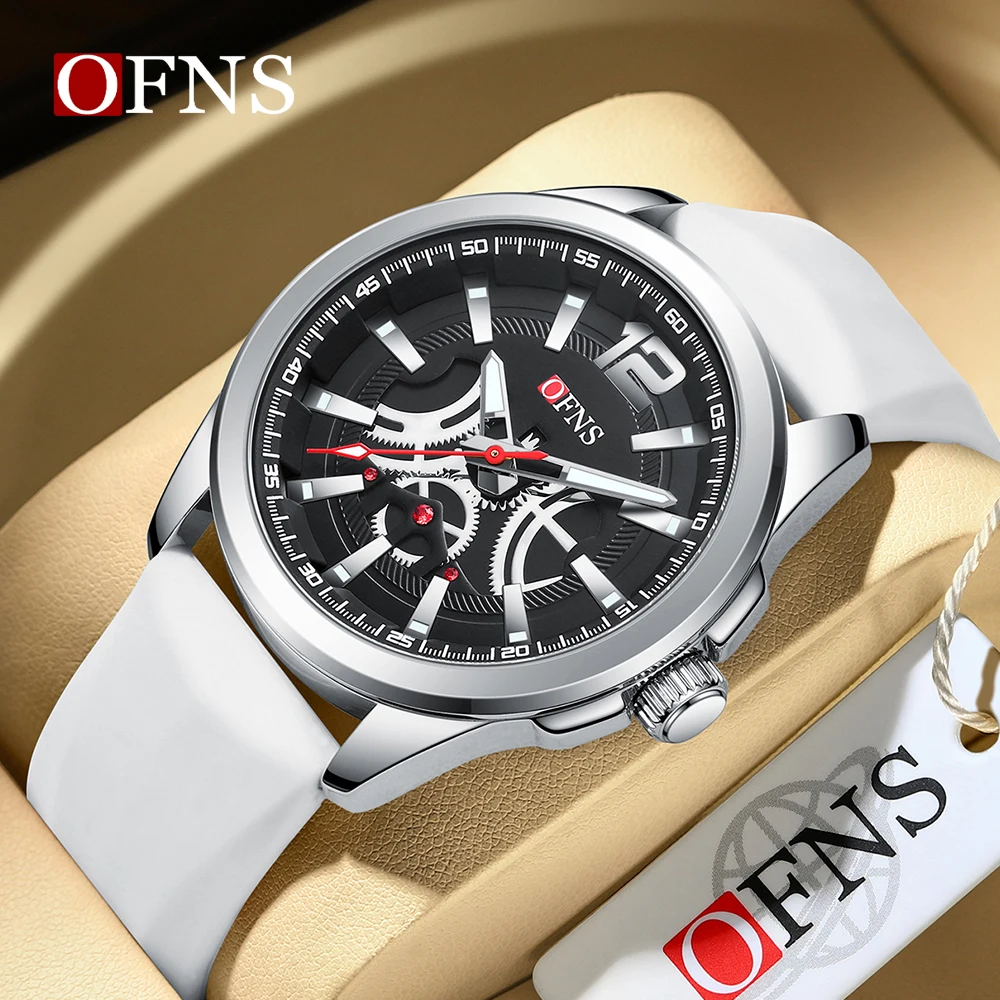 

OFNS High end Brand New Quartz Watch Simple and Fashionable Classic Striped Mark Waterproof Men's Quartz Watch 2024