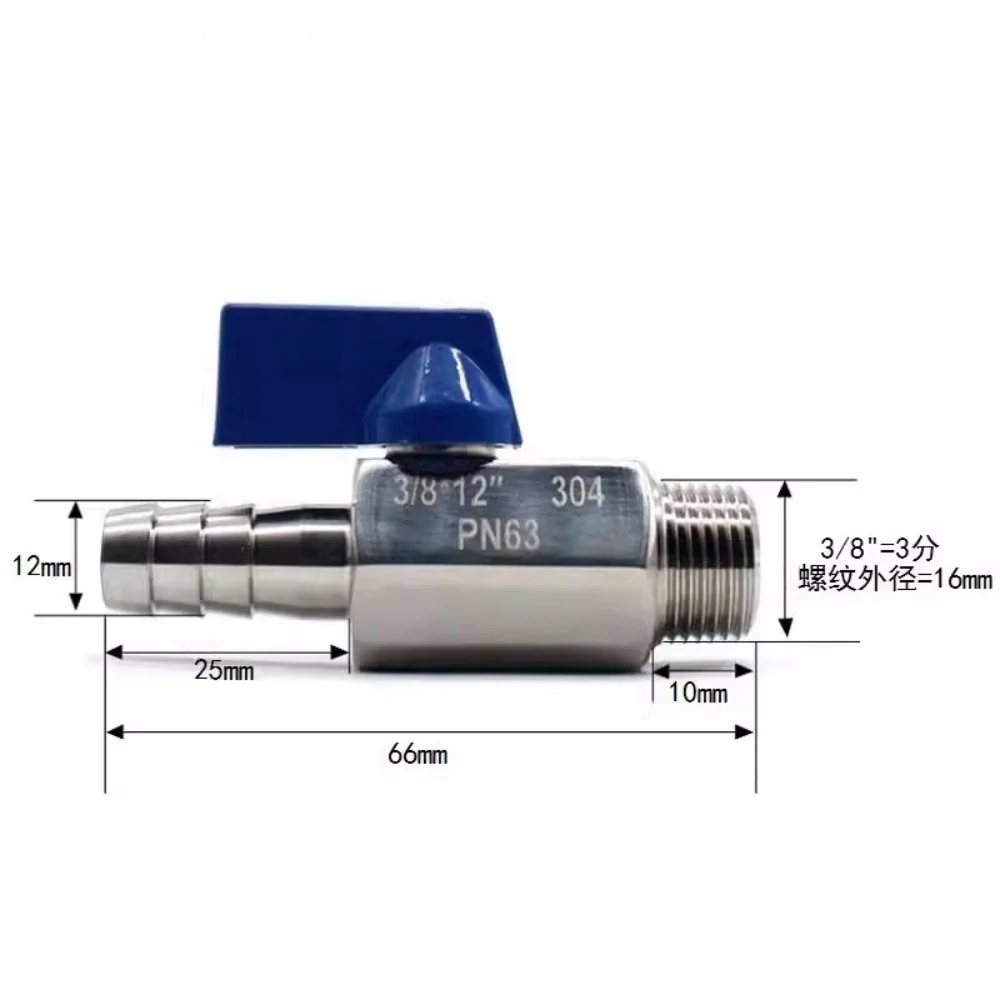 Reverse Handle 3/8 inch External thread High Pressure Ball Valve,SS304 Mini Pagoda Ball Valve,Pagoda adapter ball valve BSP