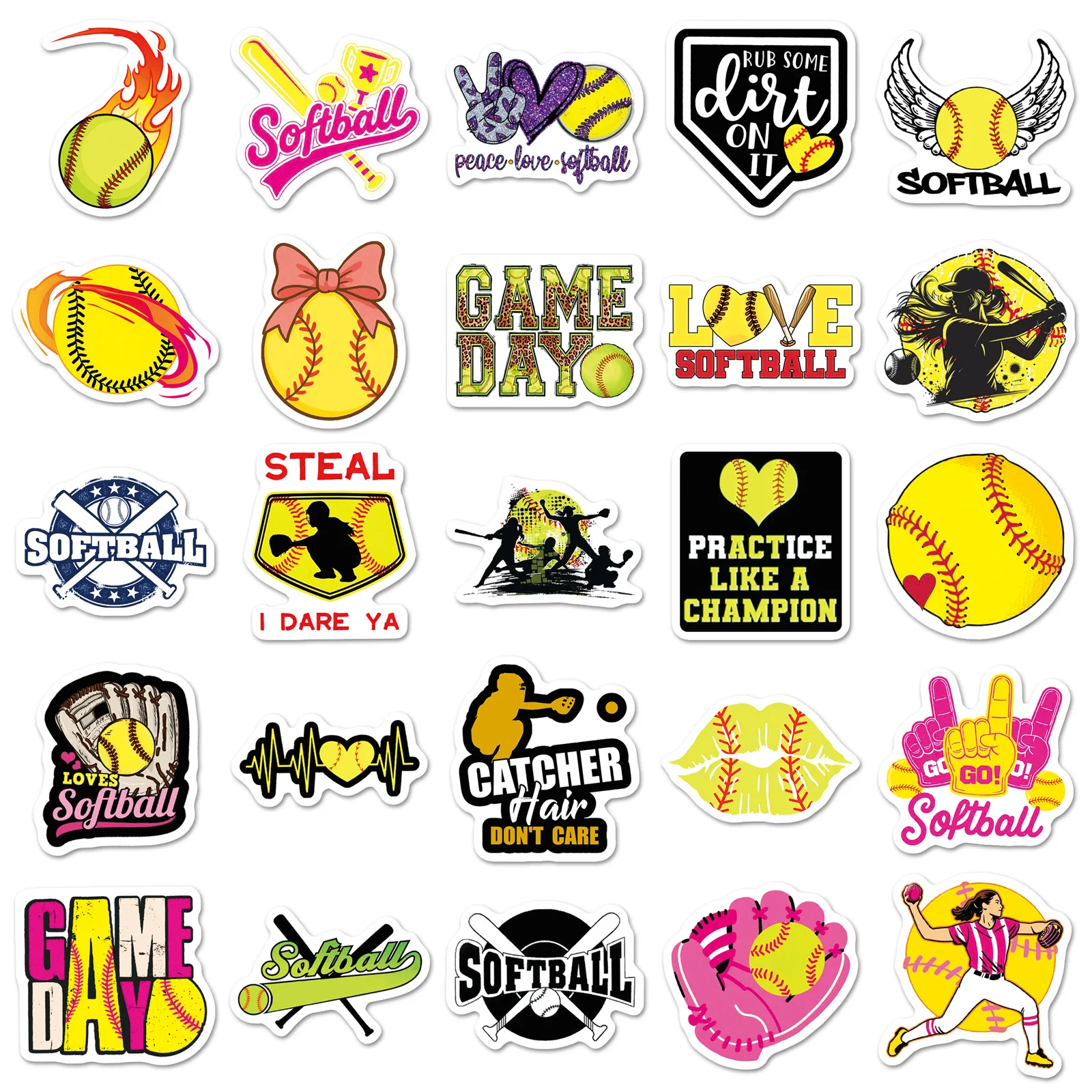 10/50 autocollants de sport de softball, dessin animé, personnalité, graffiti, imperméables, décalcomanies, jouets pour bagages, boîte à lettres, album de scrapbooking, journal intime