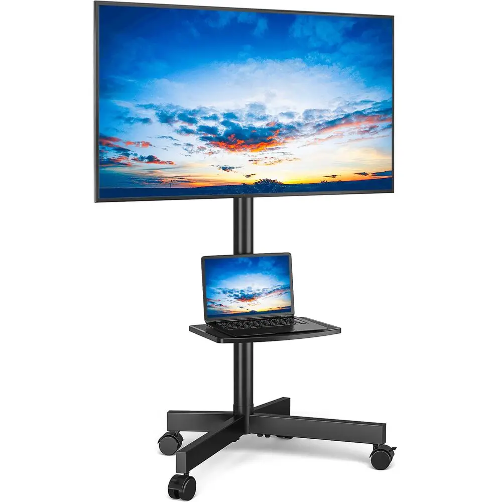 

Мобильная подставка для телевизоров с диагональю экрана 23-60 дюймов, LCD/LED, плоских и изогнутых панелей, до 88 фунтов, с регулируемой полкой и функцией наклона.