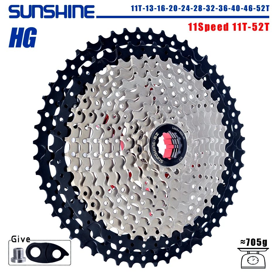 SUNSHINE Fiets Cassette 8/9/10/11/12Speed Vrijloop HG Structuur Tandwiel 32/36 T/40 T/42 T/46 T/50 T/52 T Vliegwiel Voor SHIMANO/SRAM