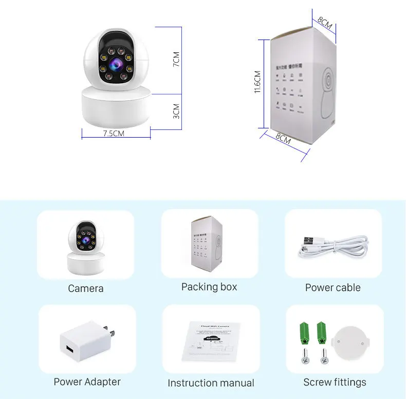 2MP 1080P Tuya APP Full Color Motion Detection WIFI PTZ  IP Dome Camera AI Humanoid Home Security CCTV Intercom Baby Monitor