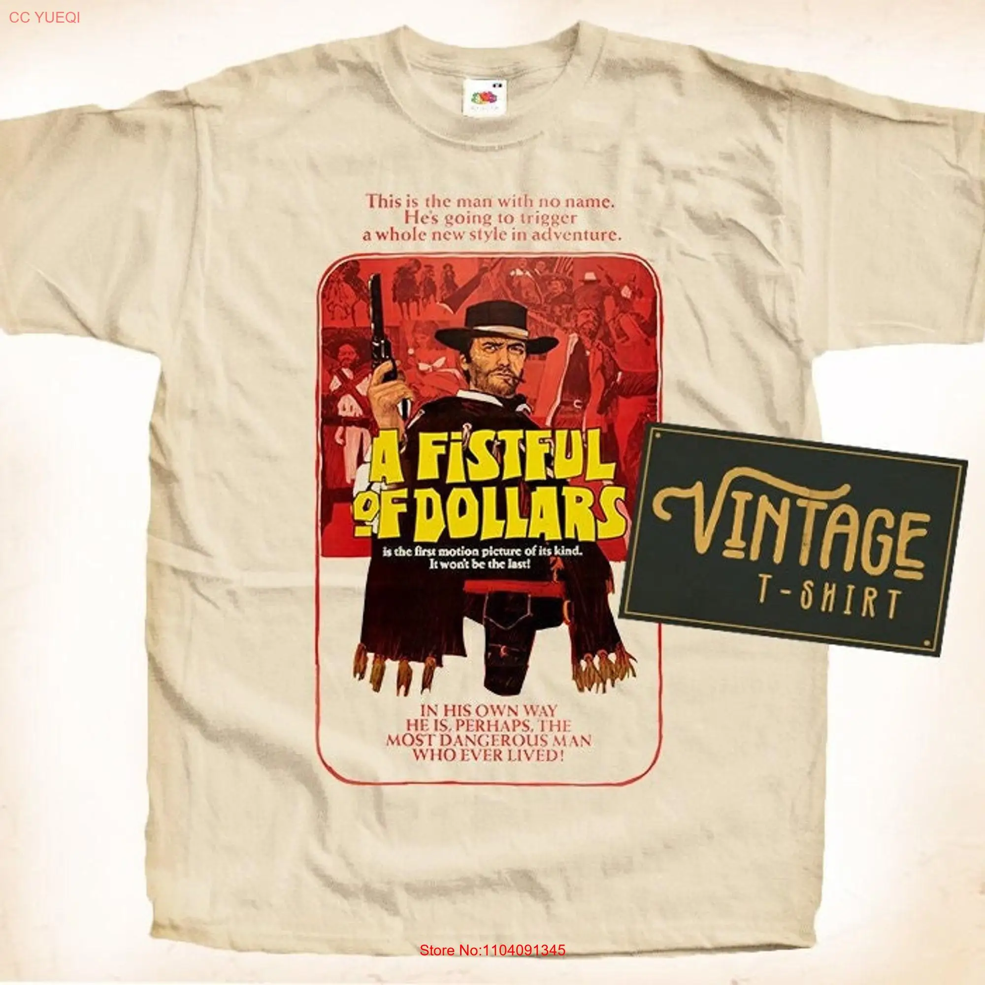 A Firstful of Dollars T Shirt Vintage Natural color Men's DTG Digital Print SIZES S M L XL 2XL 3XL 4XL 5XL