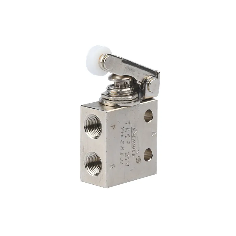 TAC2-31P-34C 1/8 Female Thread 2 Position 3 Way Roller Lever Mechanical Valve Pneumatic Valve Switch Fittings Muffler