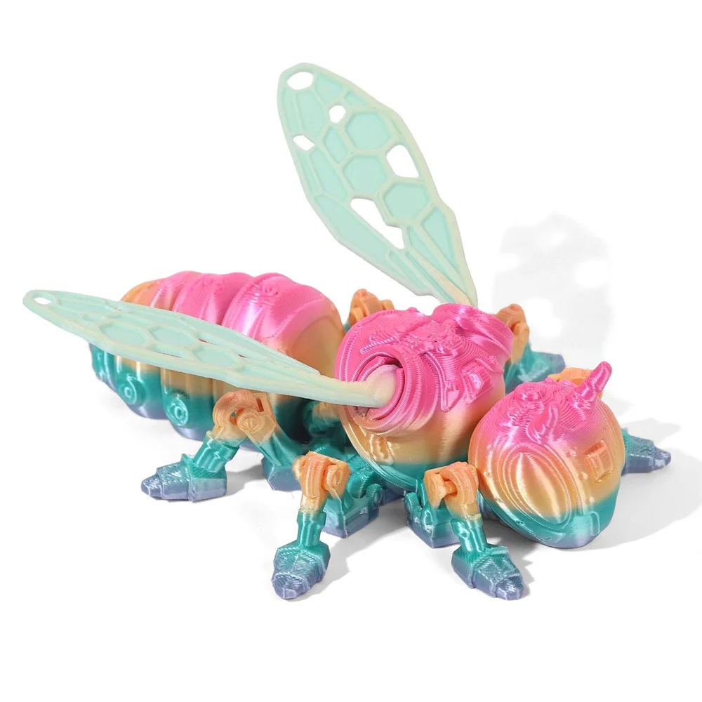 Figurines d'insectes et d'abeilles imprimées en 3D, modèle multi-joint, ornement réaliste, décorations d'animaux, jouet fantaisie de bureau, cadeaux pour enfants