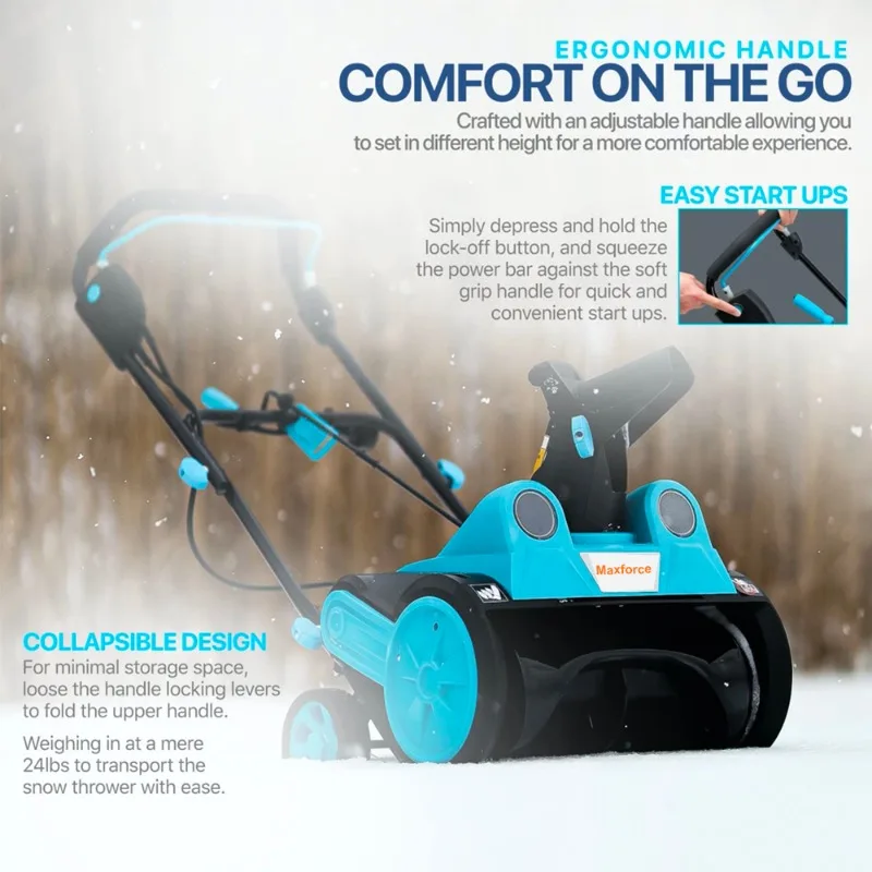 MAXFORCE Garden Electric 15A 2000w قاذف منفاخ الثلج قابل للتعديل مع مصباحين LED #5