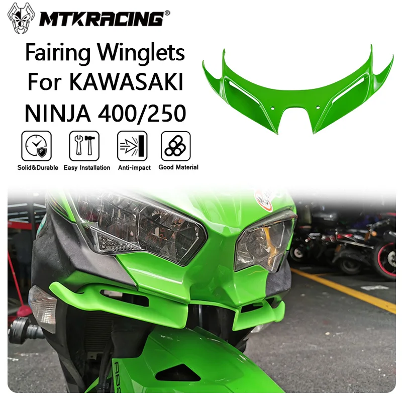 

MTKRACING Deflector For KAWASAKI NINJA400 2018-2024 NINJA250 Front Fairing Winglets Aerodynamic Wing Shell Protection Guards