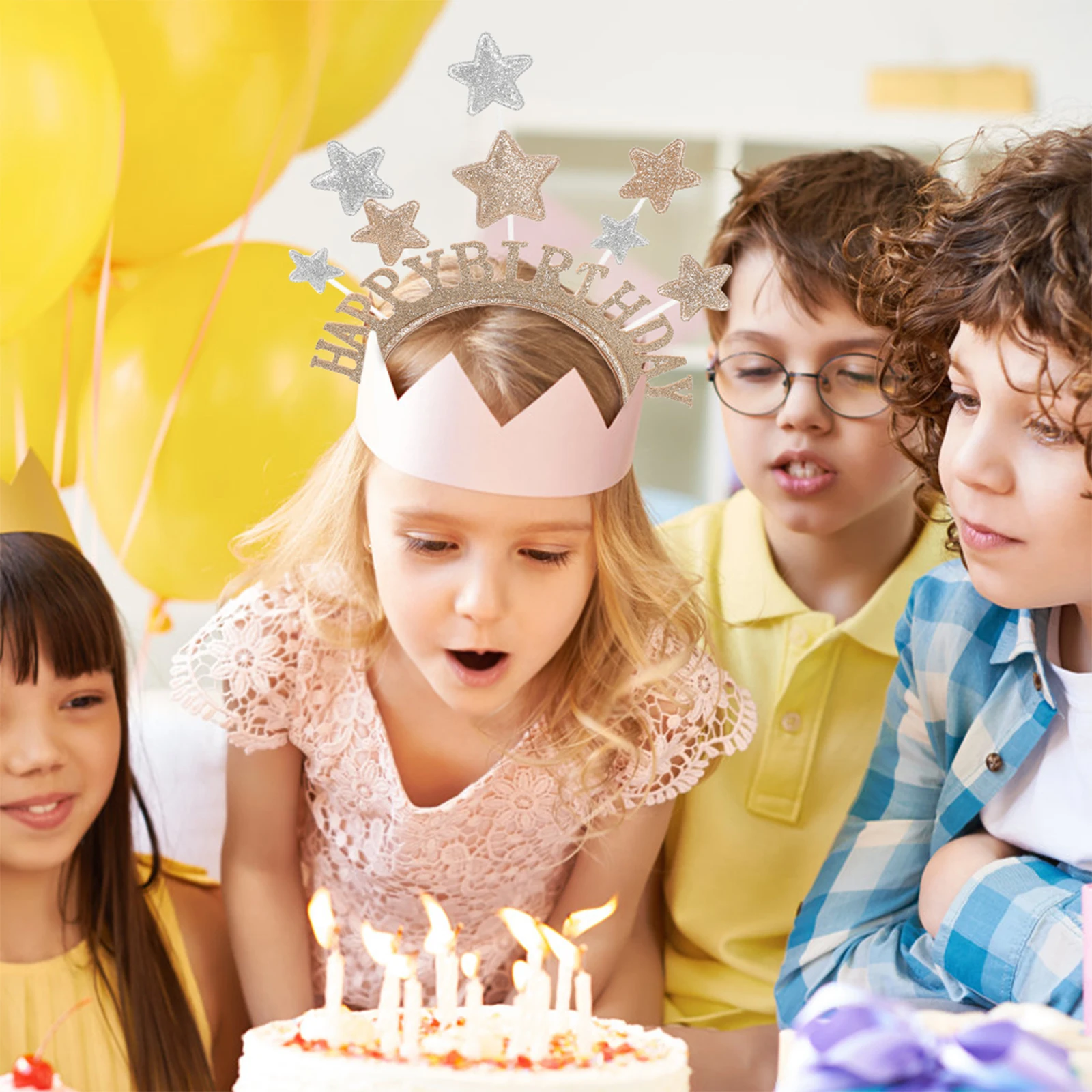 

Birthday Headband Glitter Star Look Durable for Holiday Party Festival Photo Booth Accessory Birthday Headband