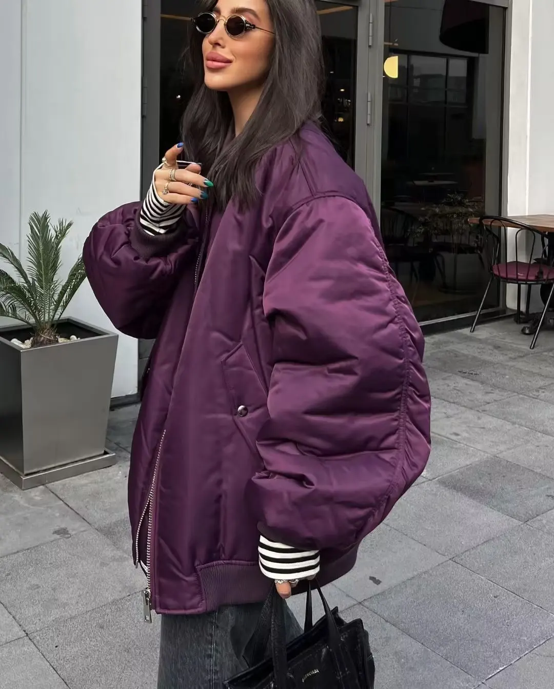 

Women's Cotton Jacket 2025 New Unisex Style Coat Fashion Stand Collar Large Pocket Decorative Quilted Coat For Women Outwear Top