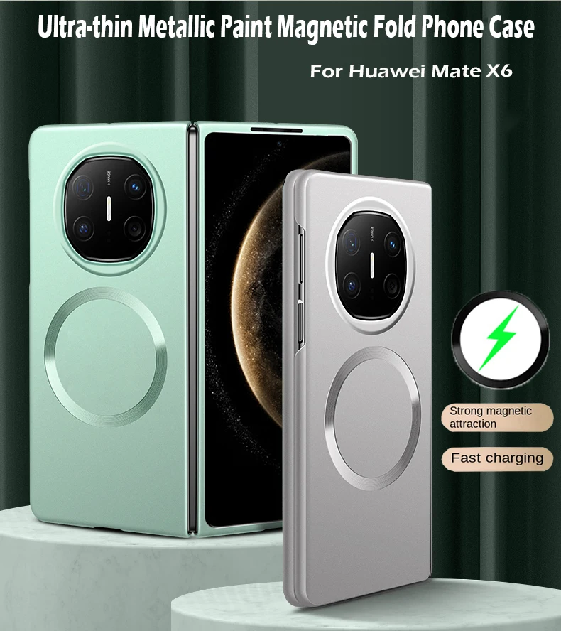 

Ultra-thin Metal Paint Magnetic Phone Case For Huawei Mate X6 X5 X3 X2 Shell Magsafe Wireless Charging Shockproof Cover