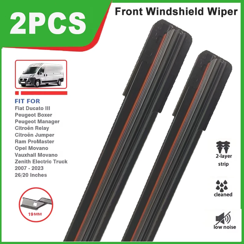 

2PCS Double Rubber Front Wiper Blades For Fiat Ducato III MK3 Peugeot Boxer Manager 2007-2023 Windshield Windscreen Car Parts