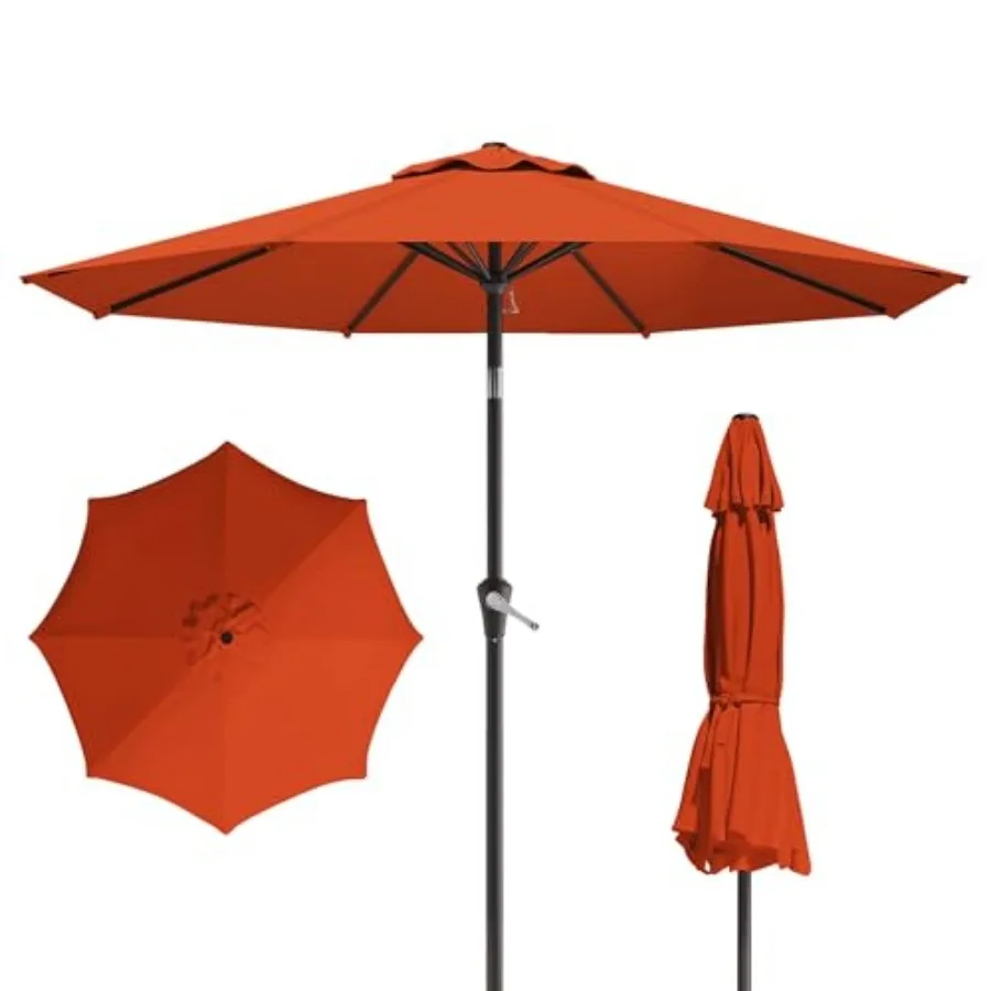 

10Feet Patio Umbrella Outdoor Umbrella with Push Button Tilt and Crank 8 Sturdy Ribs UV Protection and Waterproof Market Umbrel