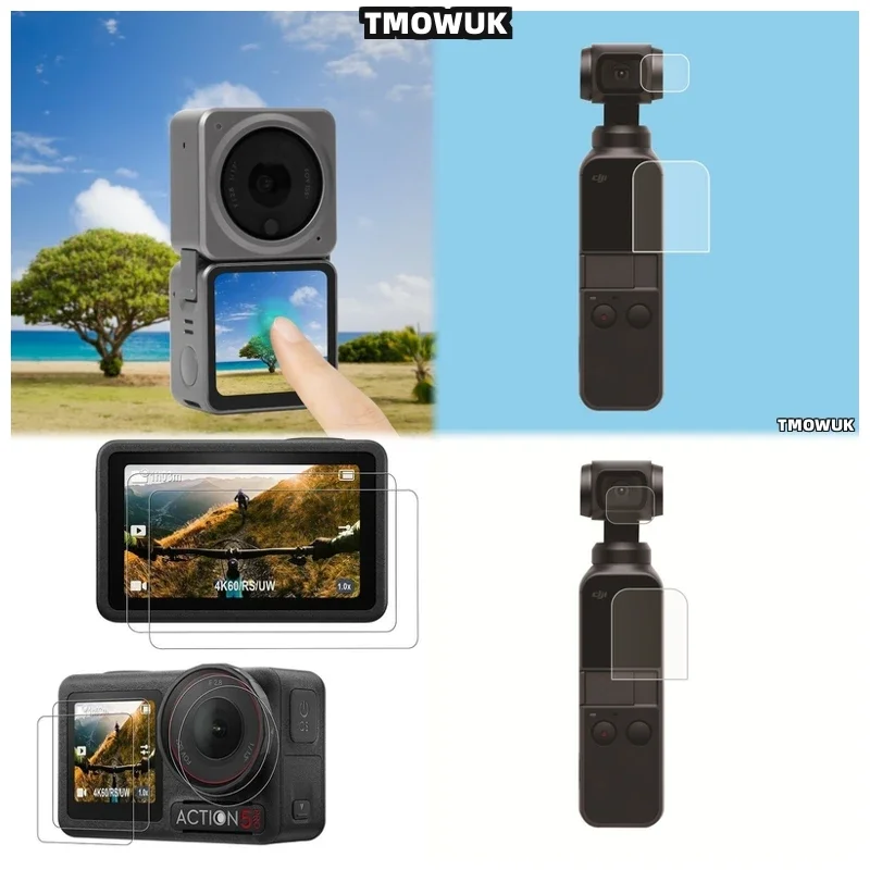 

For DJI Pocket 1 2 Osmo Pocket 3 Action 2 4 Pro - Anti - Glare Tempered Glass Screen Protector Kit With Lens Cap