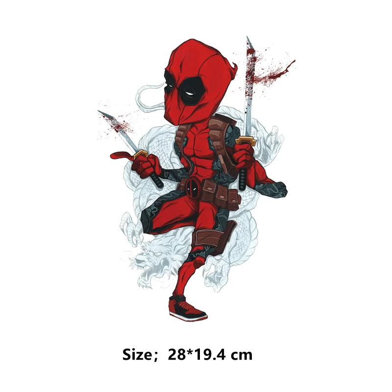 Movie Deadpool Cartoon Clothing patches Applique for clothes stickers iron on transfer